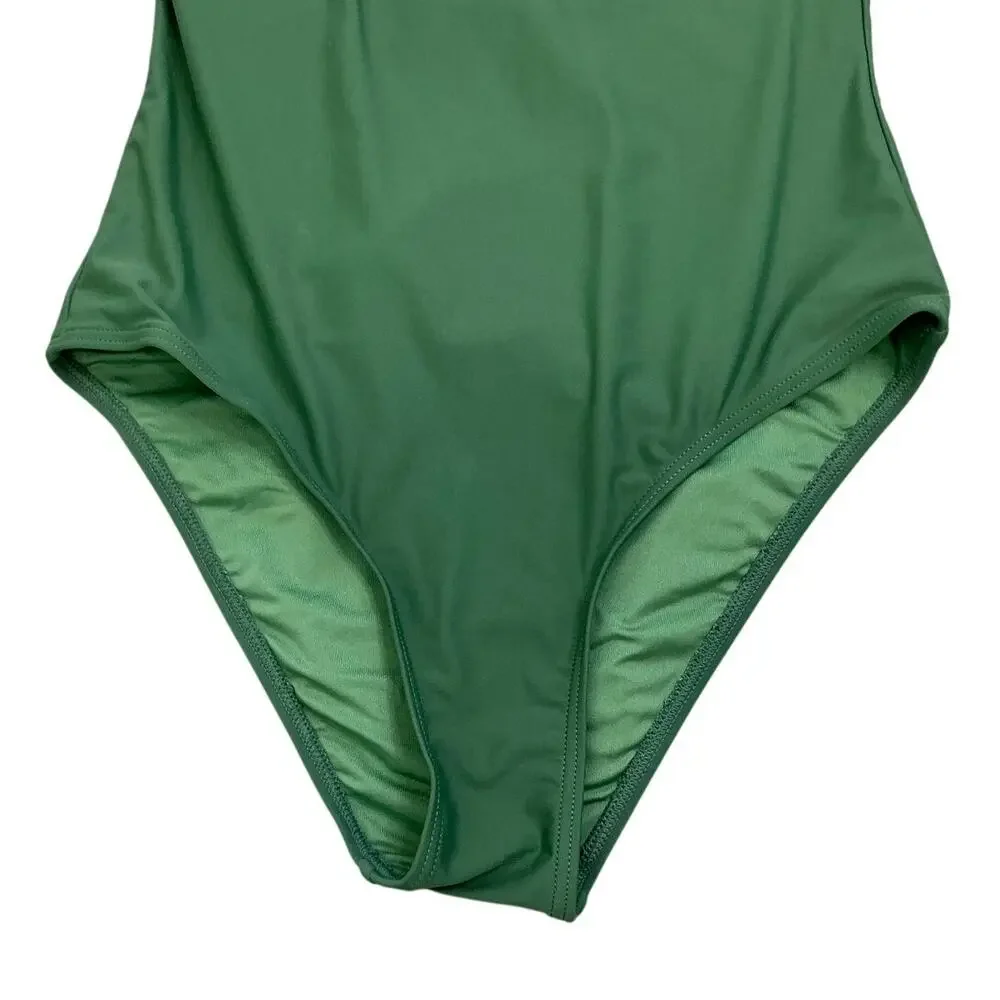 Cupshe Ruched Twist-Front Halter One Piece Swimsuit in Green - Picture 6 of 10